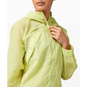 Lululemon Clear Intention Mesh Jacket | Neon Cropped Hooded Broken Zipper Sz 6